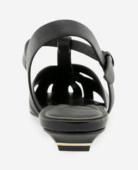 Bindy Woven Leather T-Strap Sandal | Kenneth Cole BLACK LEATHER