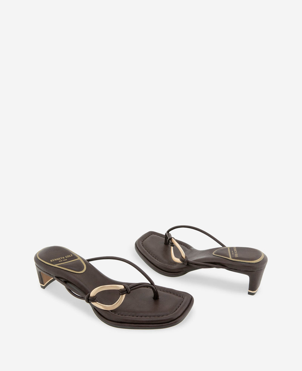 Madrid Leather Embellished Heel Sandal | Kenneth Cole CHOCOLATE