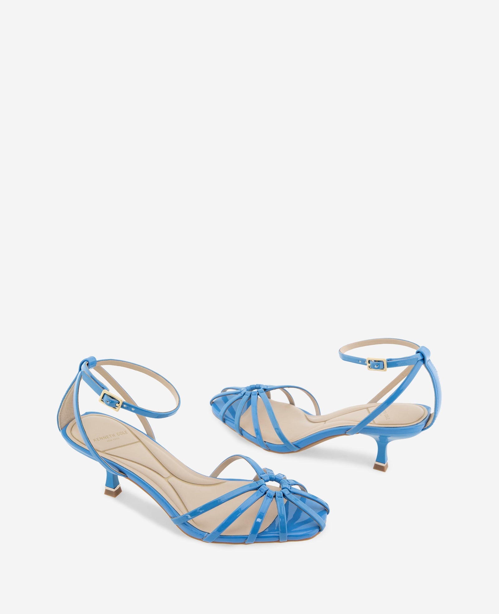 Genevieve Patent Cage Toe Ankle Strap Heel | Kenneth Cole BLUE PATENT