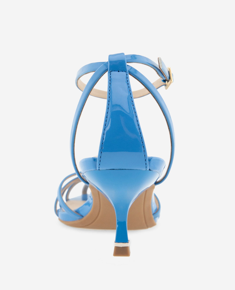 Genevieve Patent Cage Toe Ankle Strap Heel | Kenneth Cole BLUE PATENT