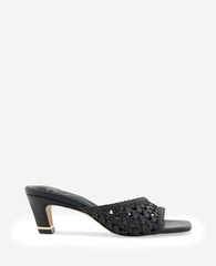 Arita Woven Leather Open Toe Heel | Kenneth Cole BLACK
