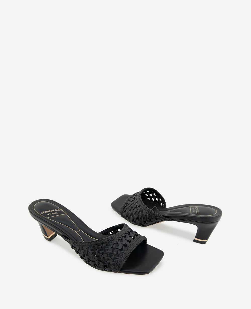 Arita Woven Leather Open Toe Heel | Kenneth Cole BLACK