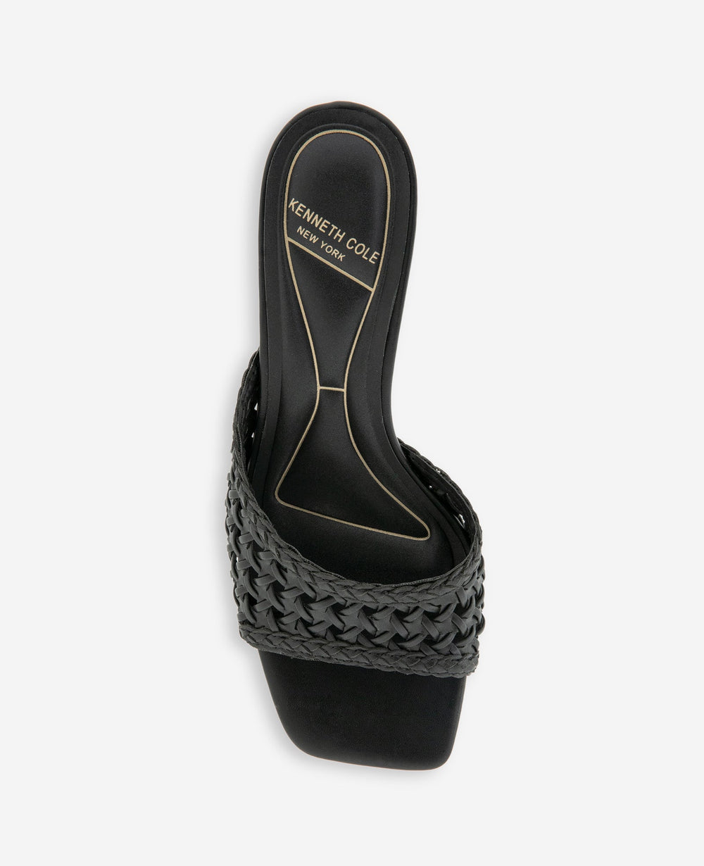 Arita Woven Leather Open Toe Heel | Kenneth Cole BLACK