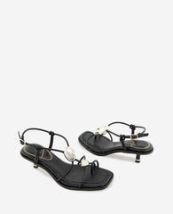 Gemma Embellished Strappy Leather Kitten Heel Sandal | Kenneth Cole BLACK