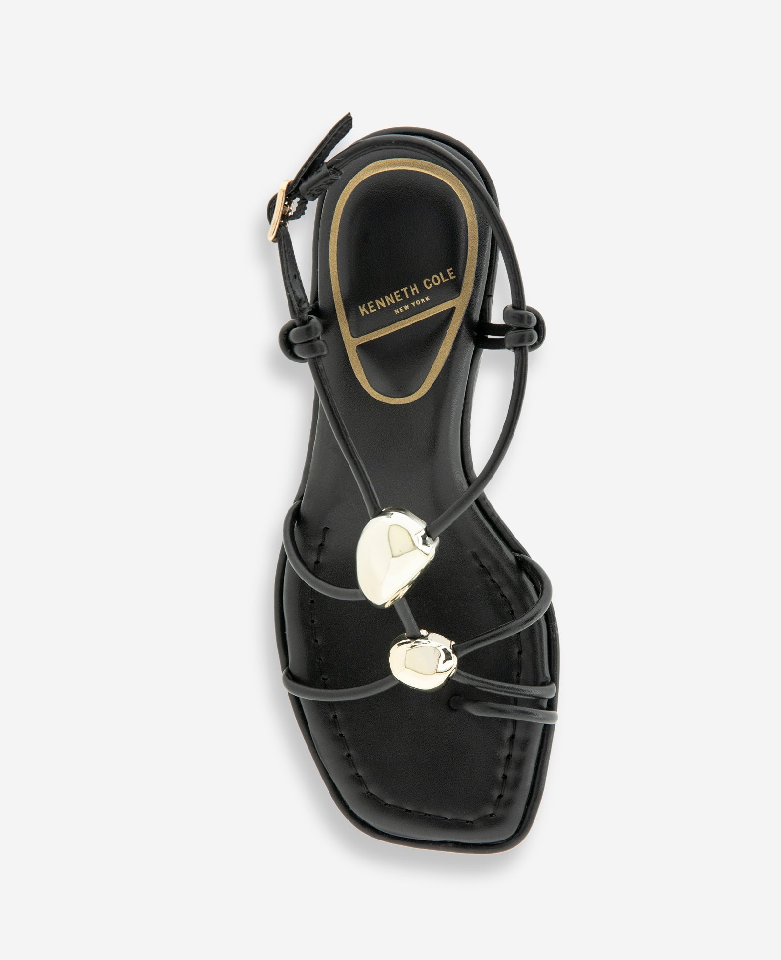 Gemma Embellished Strappy Leather Kitten Heel Sandal | Kenneth Cole BLACK