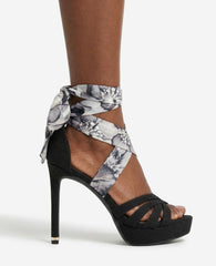 Nikkii Printed Fabric Wrap Around Platform Heel | Kenneth Cole BLACK FABRIC