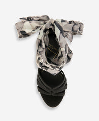 Nikkii Printed Fabric Wrap Around Platform Heel | Kenneth Cole BLACK FABRIC
