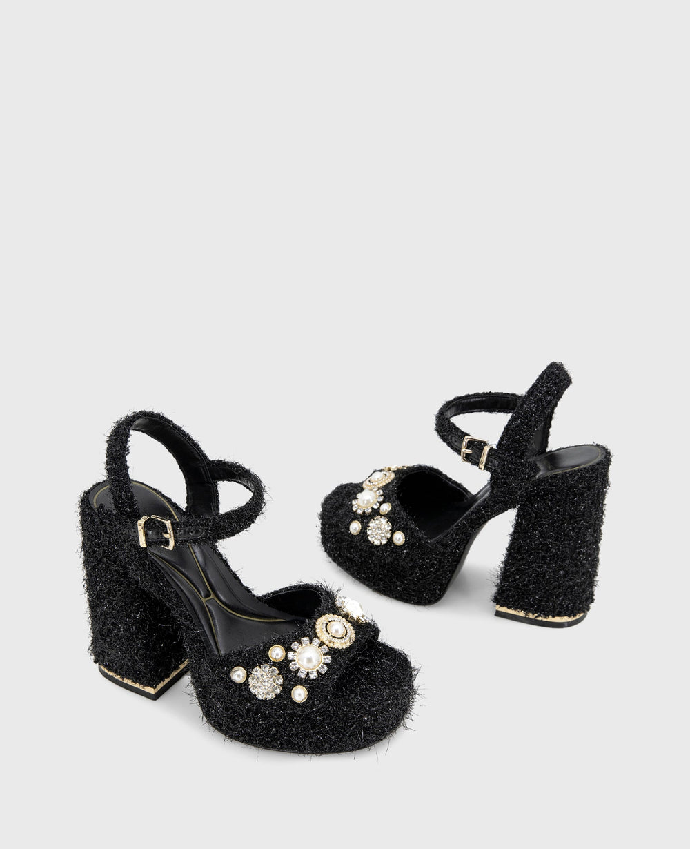 Dolly Charms Fabric Platform Sandal | Kenneth Cole BLACK FABRIC
