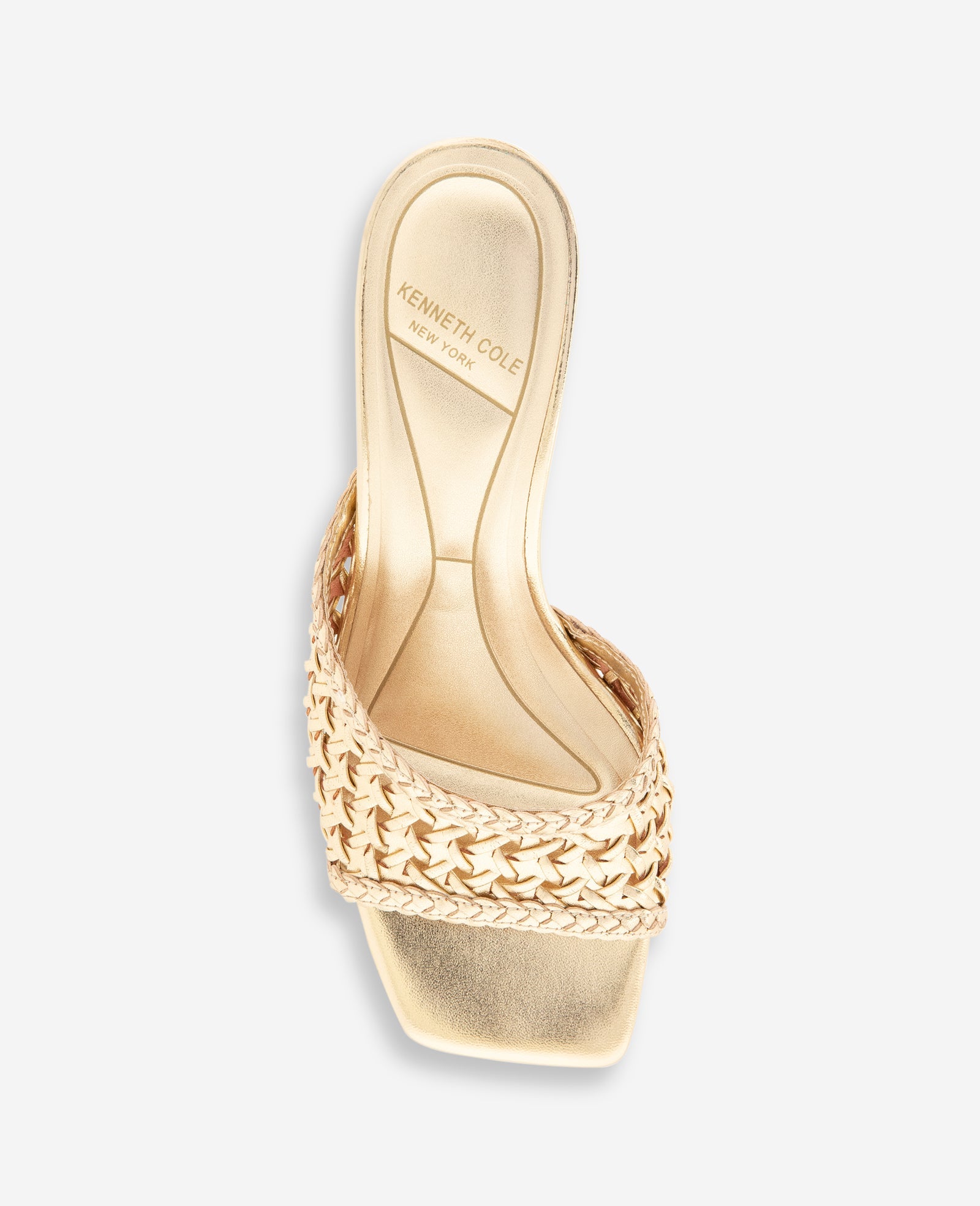 Arita Metallic Woven Leather Open Toe Heel | Kenneth Cole GOLD