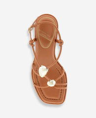Gemma Embellished Strappy Leather Kitten Heel Sandal | Kenneth Cole TAN