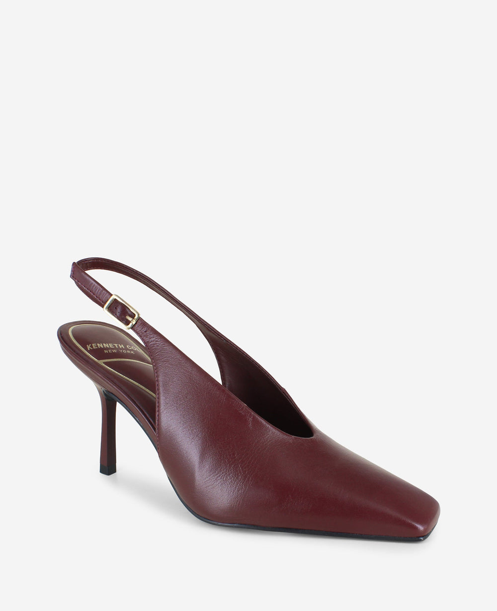 Aerial Leather Slingback Heel | Kenneth Cole BURGUNDY LEATHER