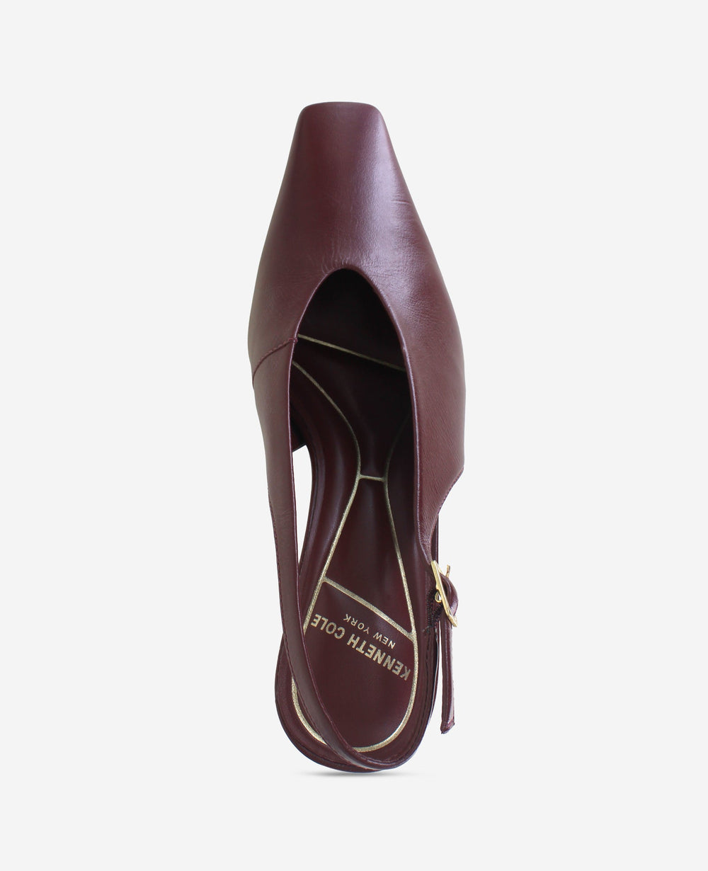 Aerial Leather Slingback Heel | Kenneth Cole BURGUNDY LEATHER
