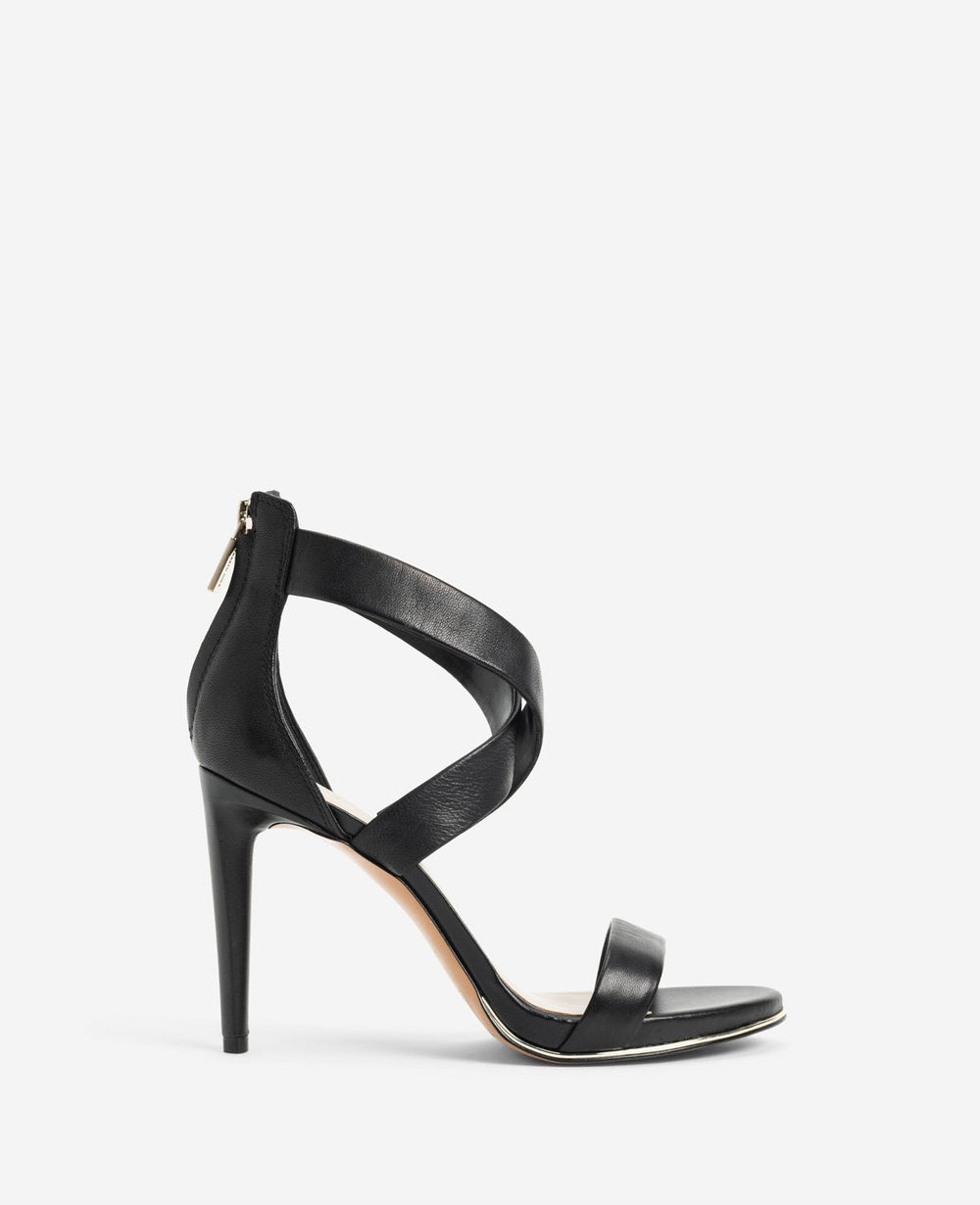Brooke Cross Strap Heeled Sandal – Black Leather | KC | Kenneth Cole BLACK