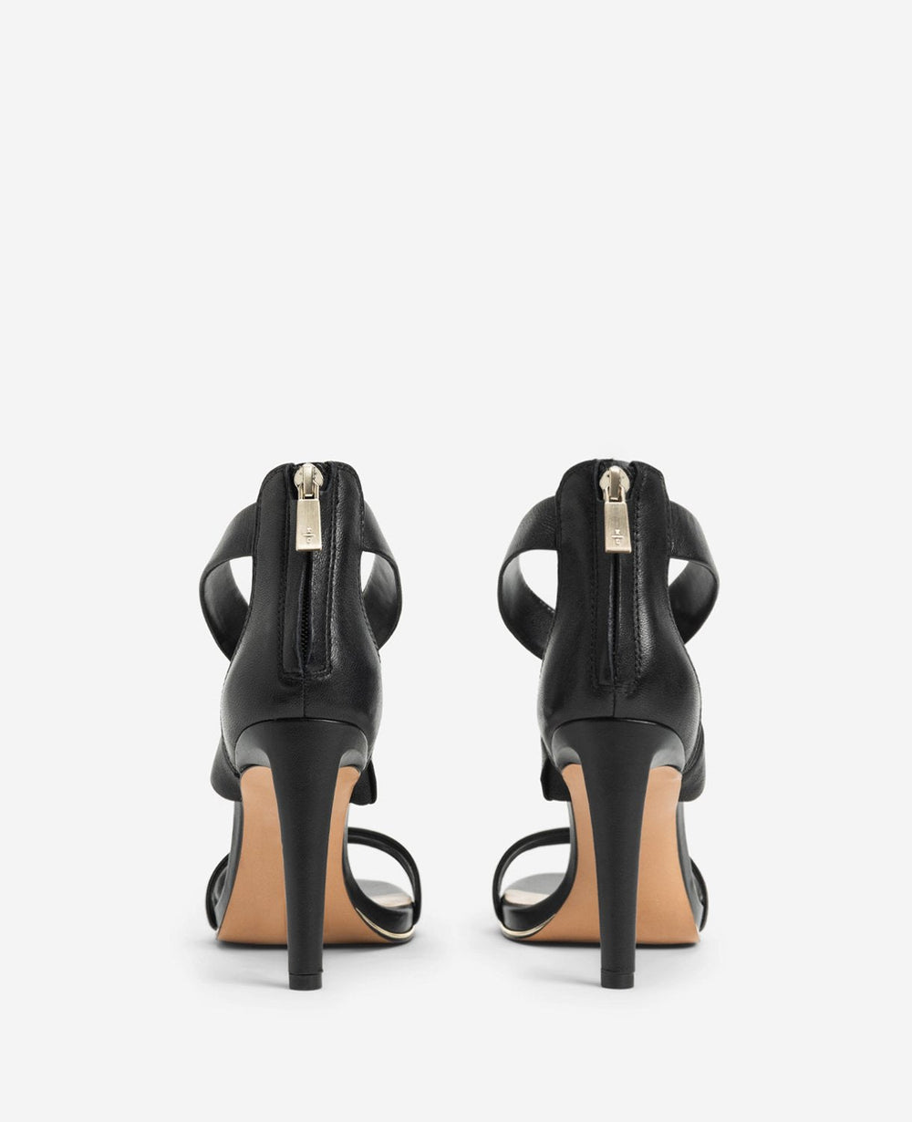 Brooke Cross Strap Heeled Sandal – Black Leather | KC | Kenneth Cole BLACK