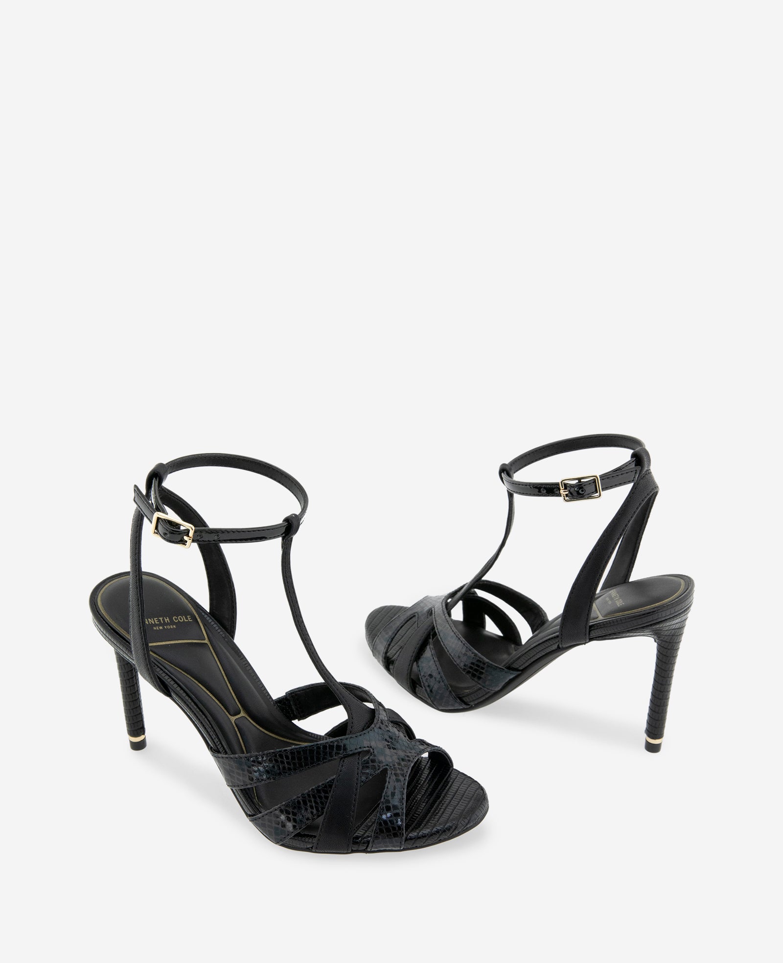 Liona Embossed Snake Heel | Kenneth Cole BLACK POSTAL SNAKE