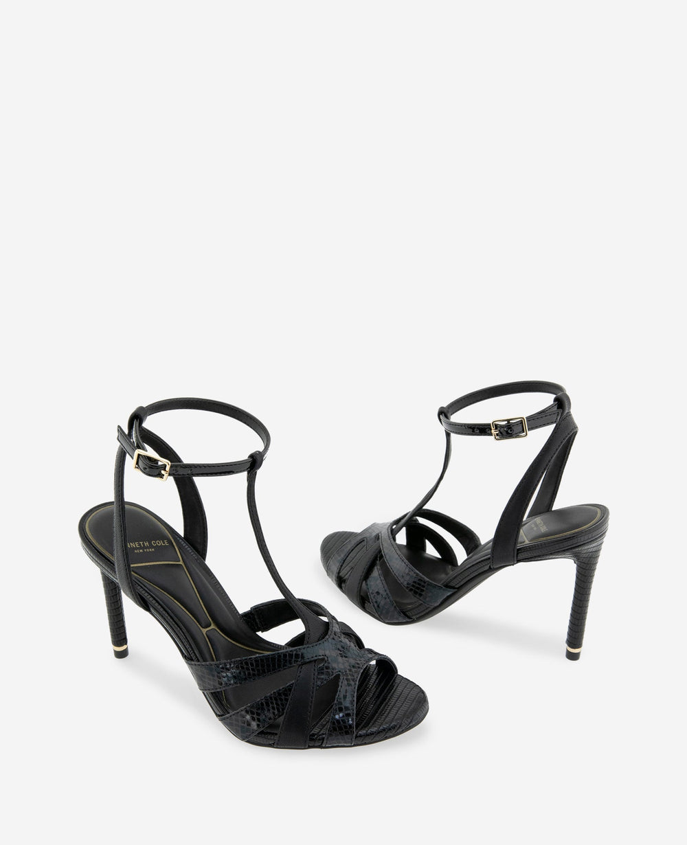 Liona Embossed Snake Heel | Kenneth Cole BLACK POSTAL SNAKE