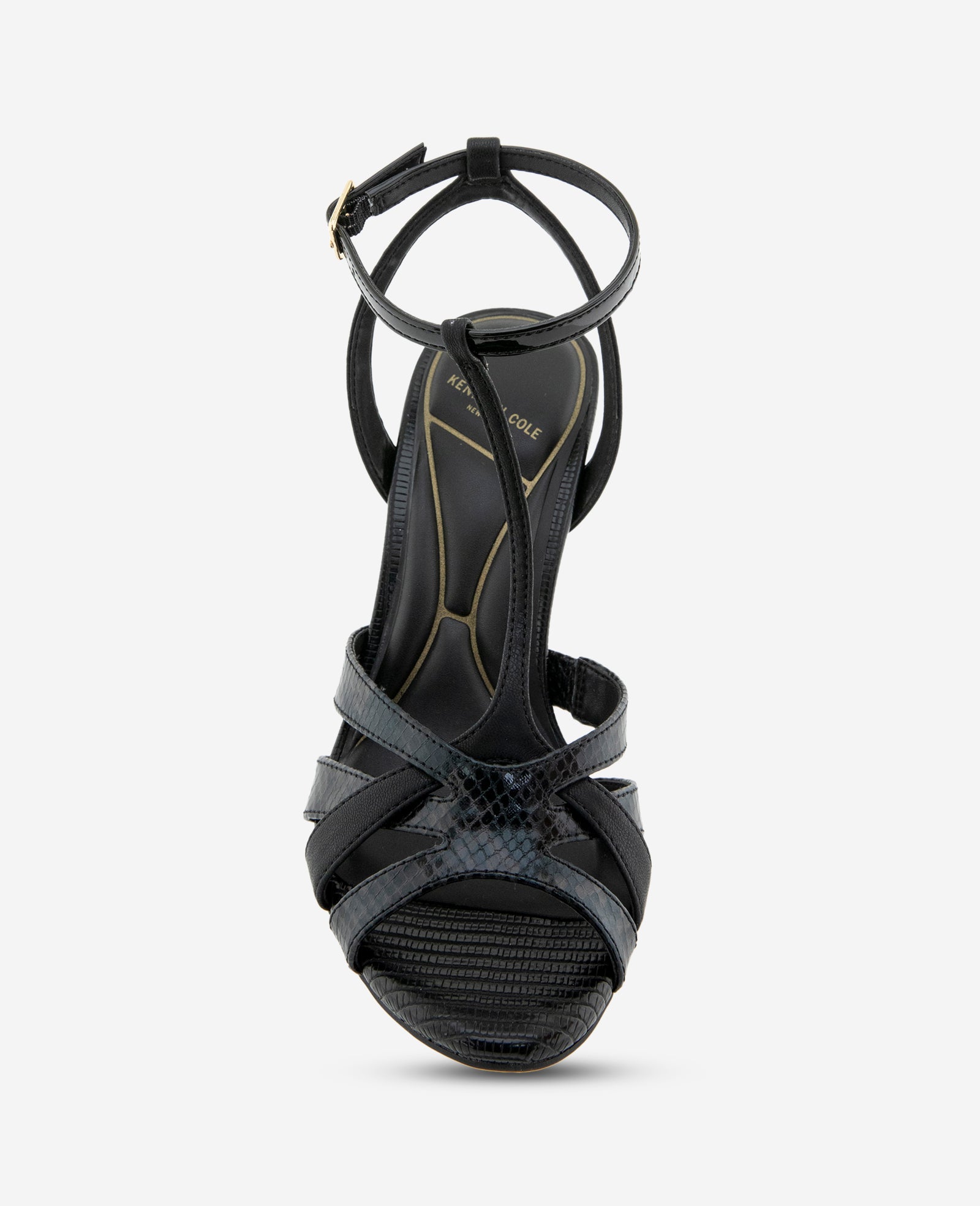 Liona Embossed Snake Heel | Kenneth Cole BLACK POSTAL SNAKE