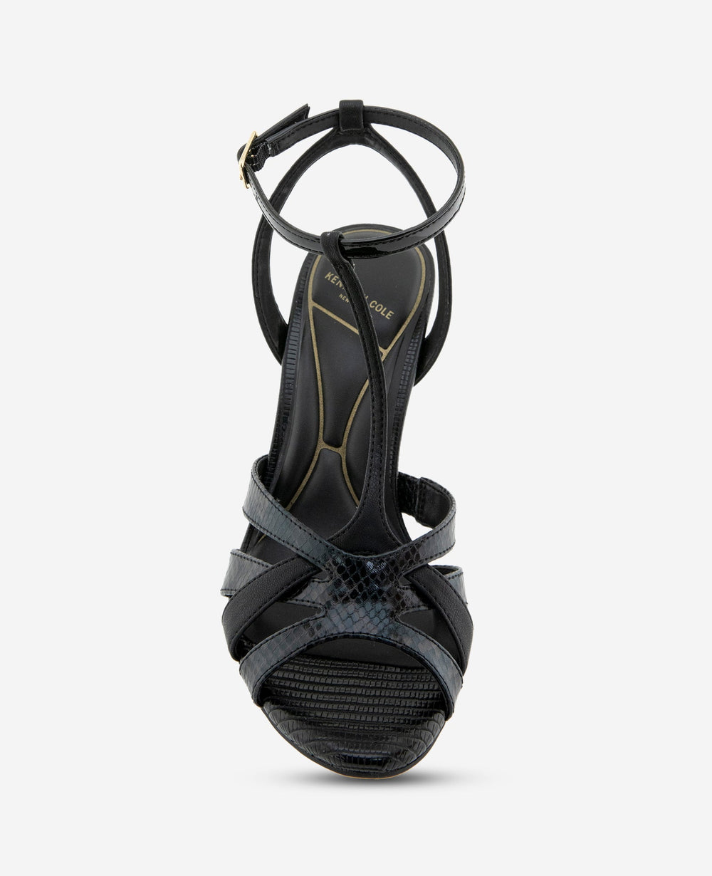 Liona Embossed Snake Heel | Kenneth Cole BLACK POSTAL SNAKE