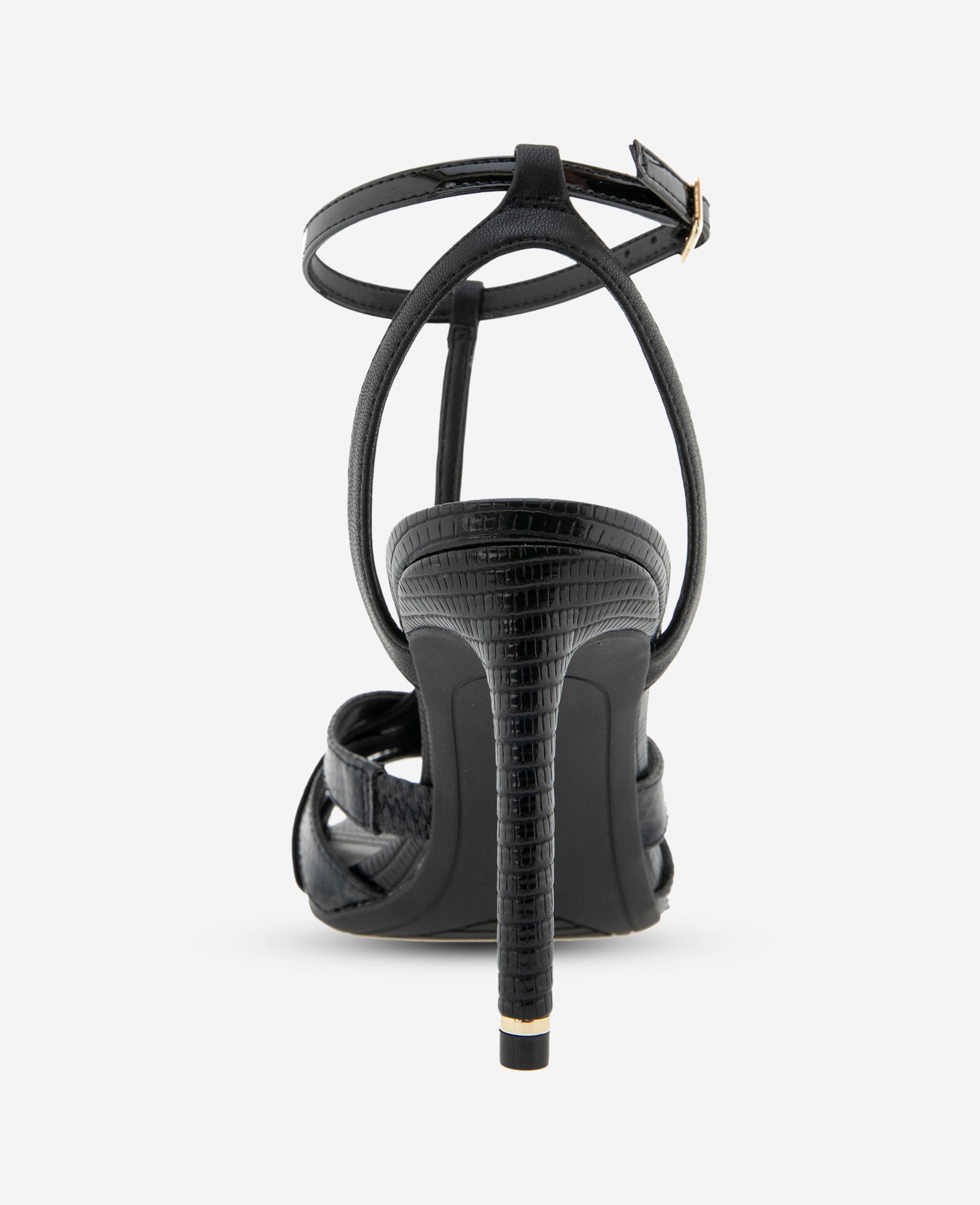 Liona Embossed Snake Heel | Kenneth Cole BLACK POSTAL SNAKE