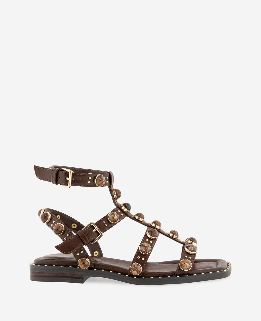 Ruby Leather Jewel Gladiator Sandal | Kenneth Cole DARK BROWN
