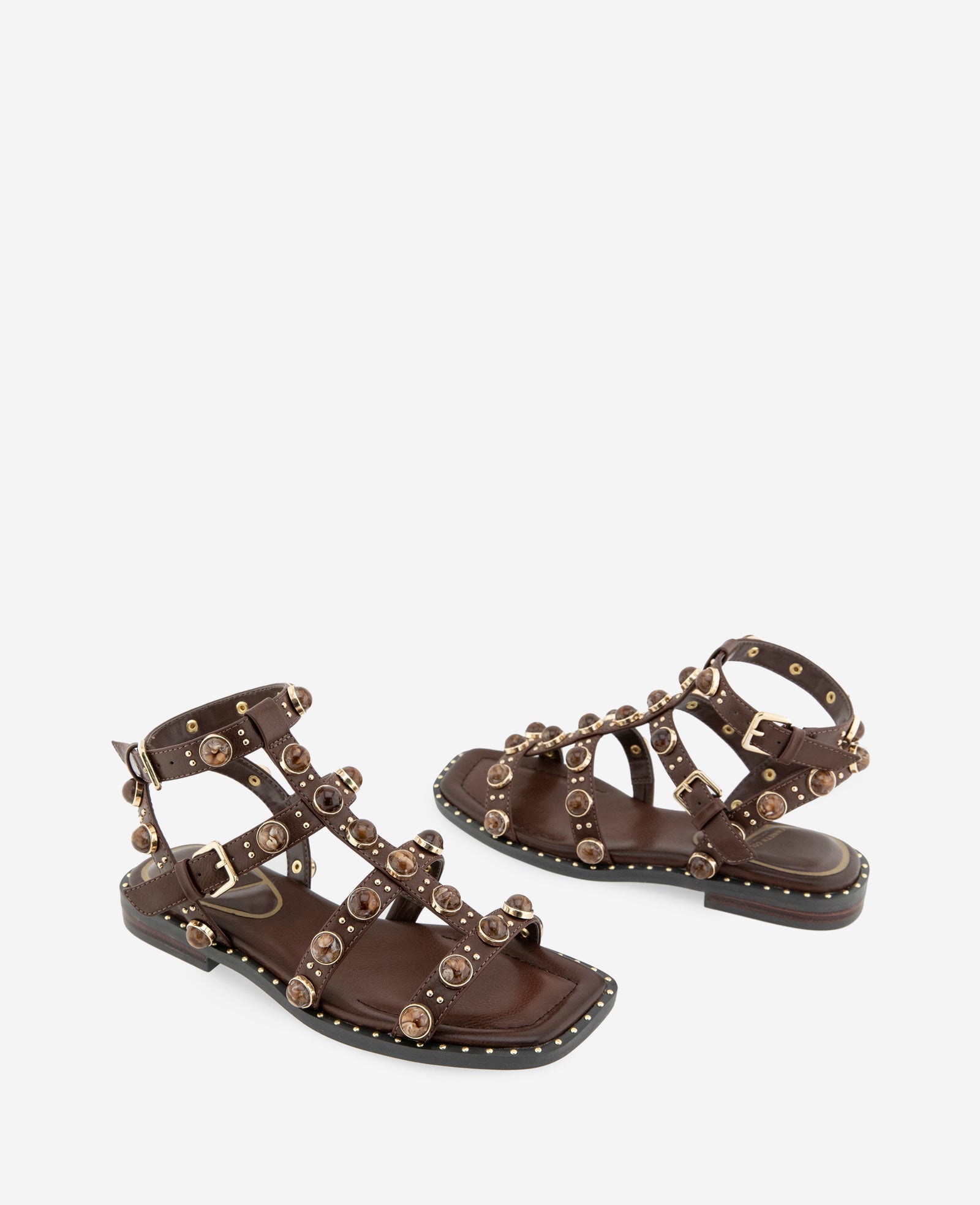 Ruby Leather Jewel Gladiator Sandal | Kenneth Cole DARK BROWN