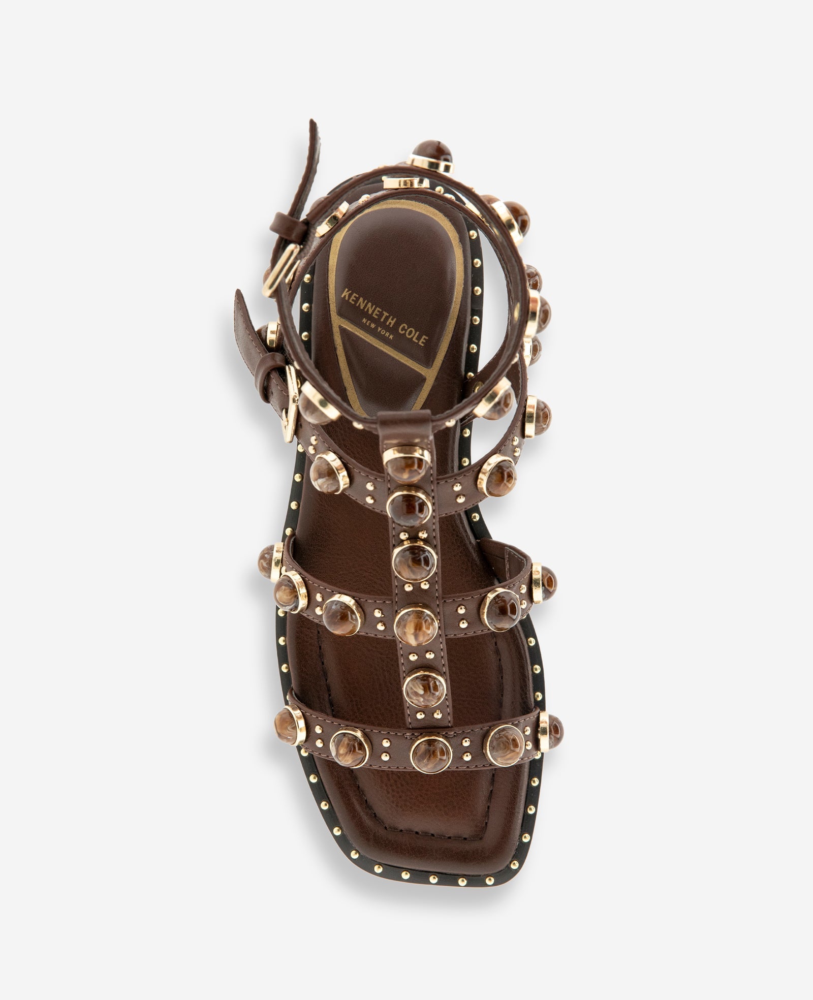 Ruby Leather Jewel Gladiator Sandal | Kenneth Cole DARK BROWN