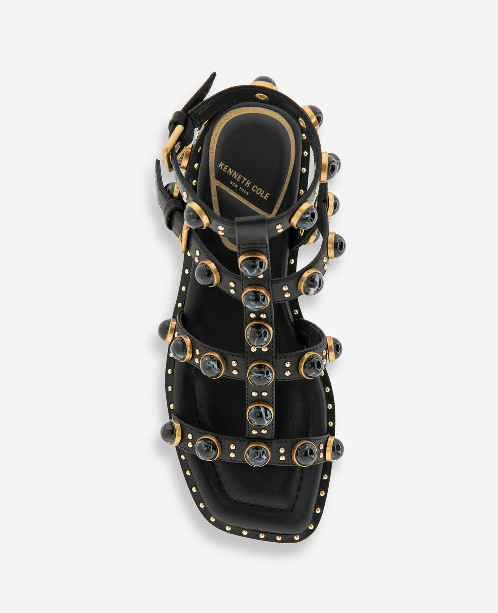 Ruby Leather Jewel Gladiator Sandal | Kenneth Cole BLACK