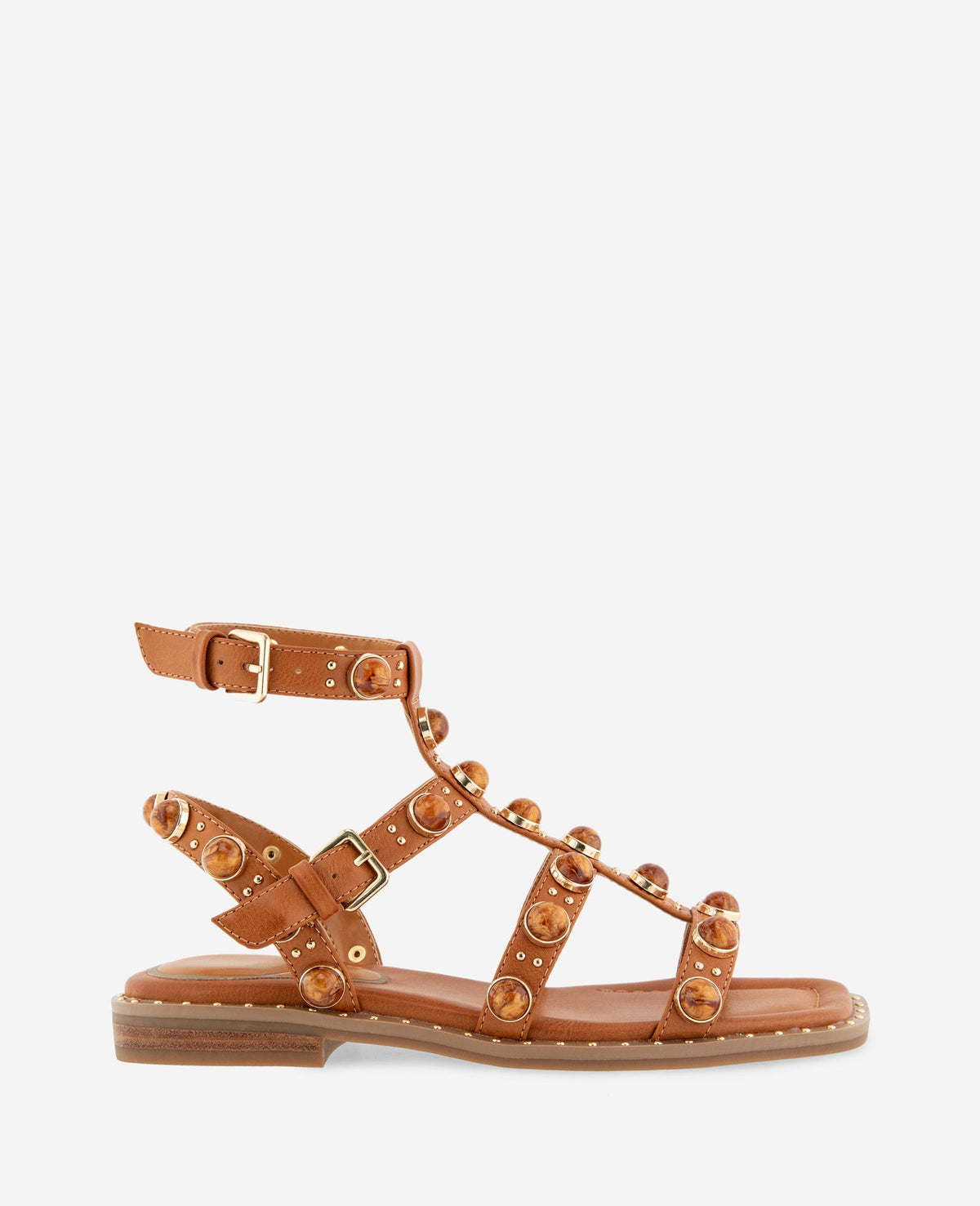 Ruby Leather Jewel Gladiator Sandal | Kenneth Cole TAN