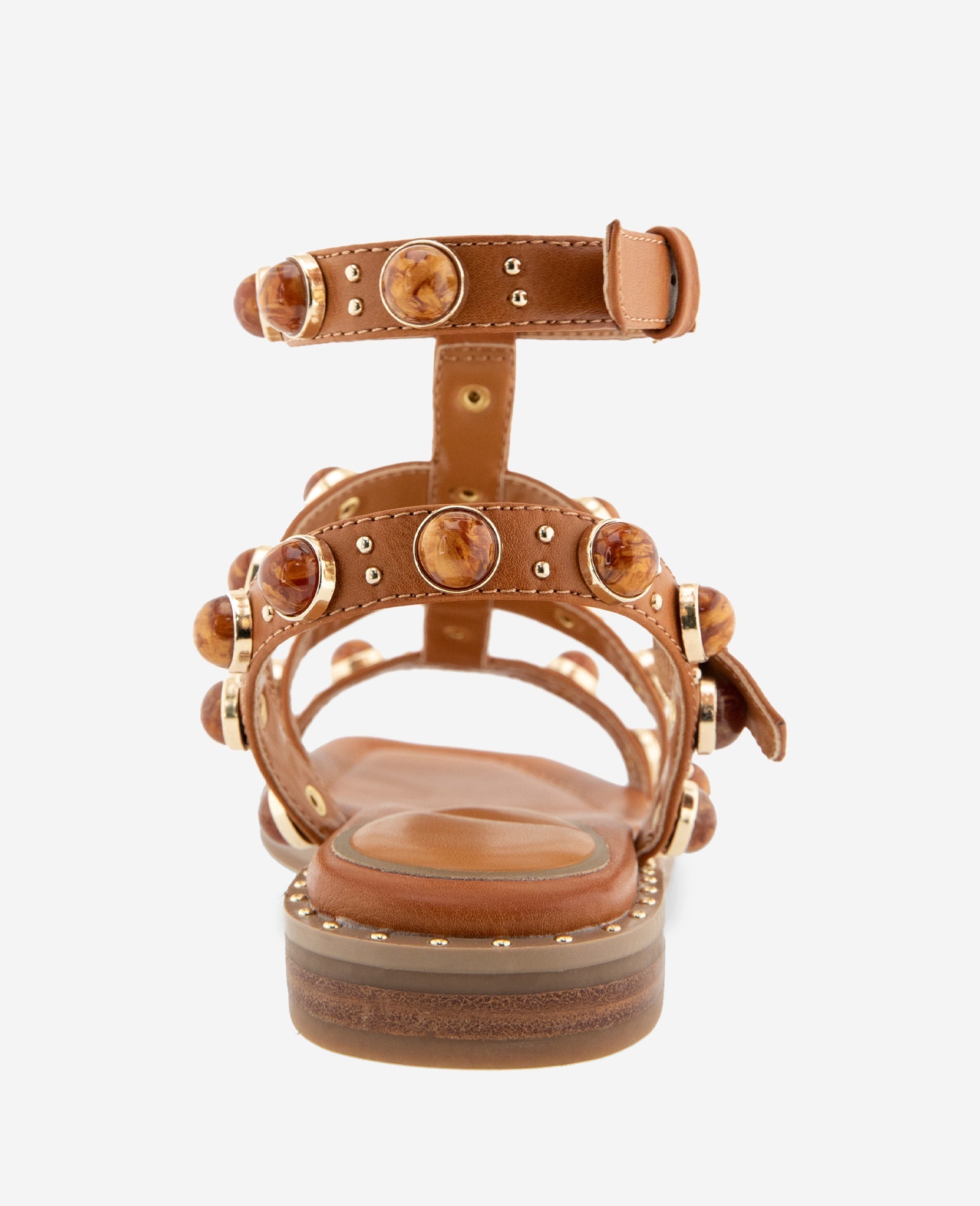 Ruby Leather Jewel Gladiator Sandal | Kenneth Cole TAN
