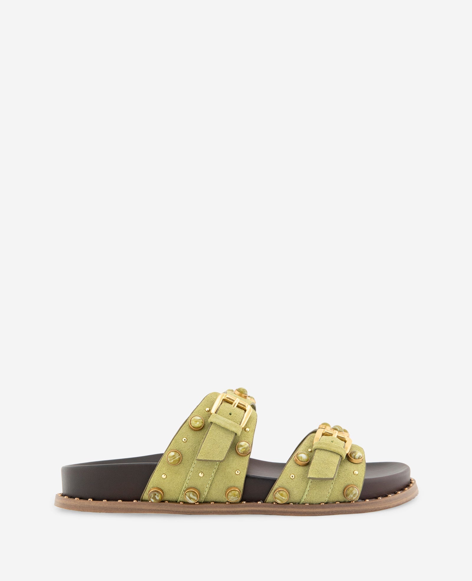 Deardra Suede Double Band Buckle Slide | Kenneth Cole ARTICHOKE SUEDE