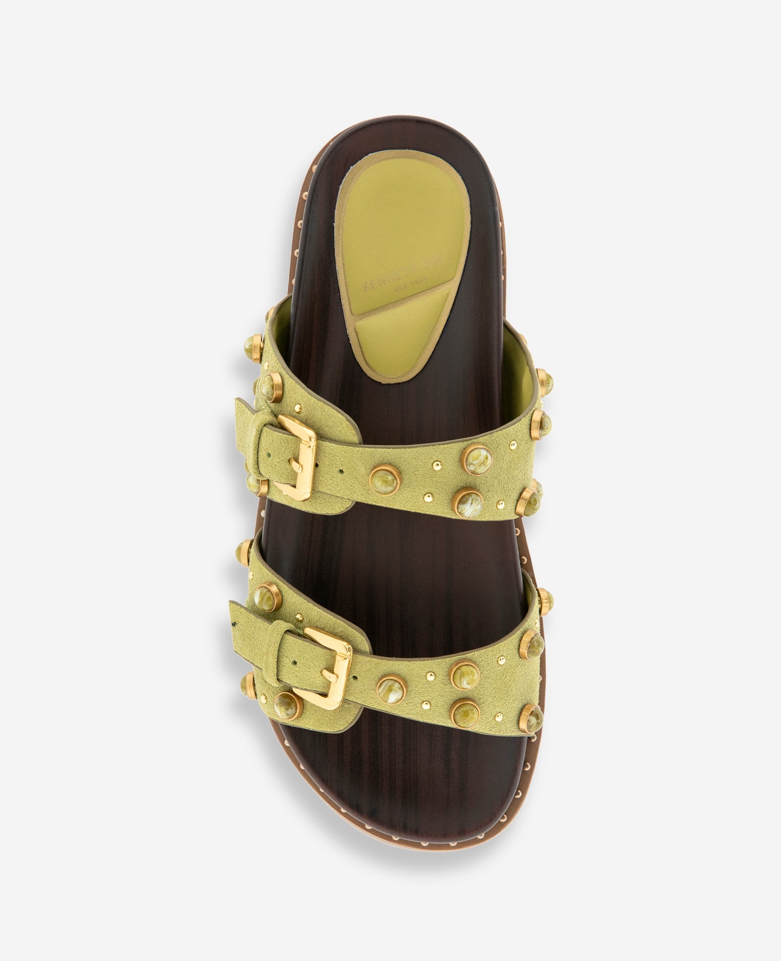 Deardra Suede Double Band Buckle Slide | Kenneth Cole ARTICHOKE SUEDE