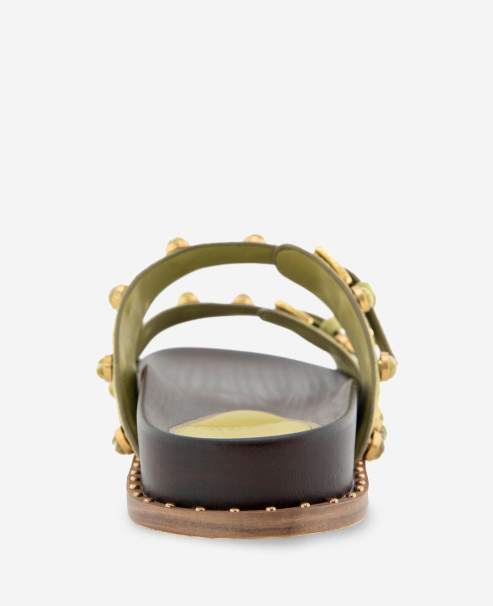 Deardra Suede Double Band Buckle Slide | Kenneth Cole ARTICHOKE SUEDE