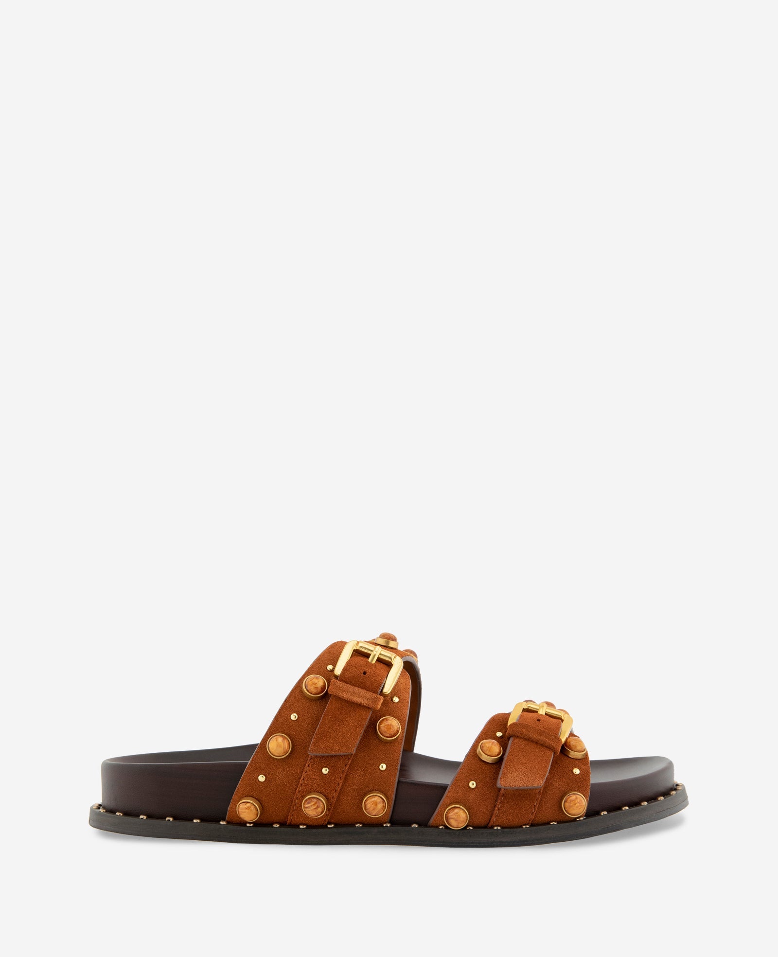 Deardra Suede Double Band Buckle Slide | Kenneth Cole PECAN SUEDE