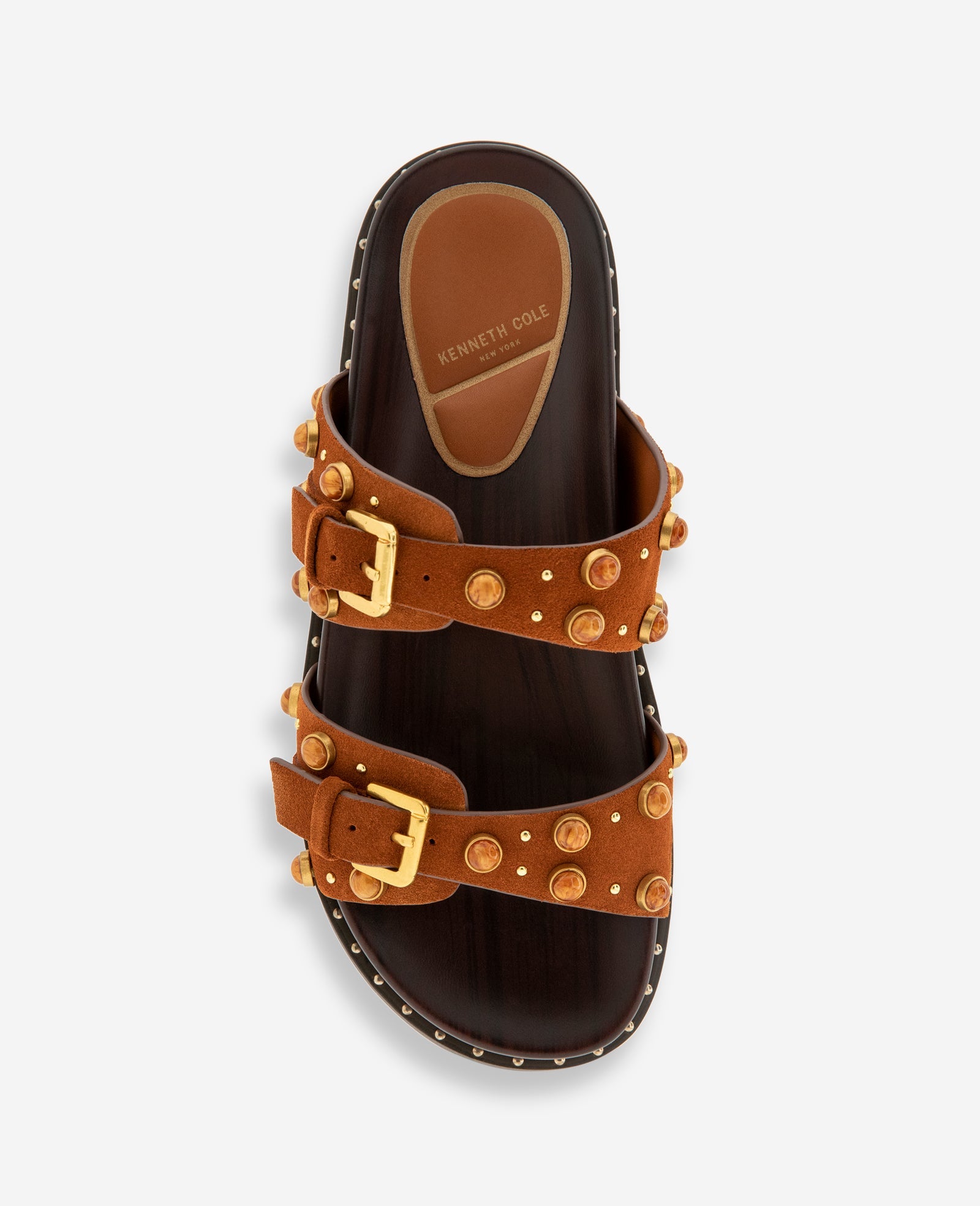 Deardra Suede Double Band Buckle Slide | Kenneth Cole PECAN SUEDE