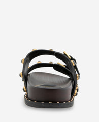 Deardra Leather Double Buckle Band Slide | Kenneth Cole BLACK SUEDE