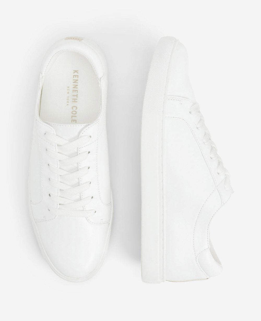Women’s Leather Kam Sneaker | White Casual Lace-Up Shoe | Kenneth Cole WHITE