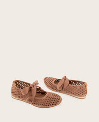 GENTLE SOULS - Annalise Perforated Suede Ribbon Tie Ballet Sneaker | Kenneth Cole MOCHA SUEDE