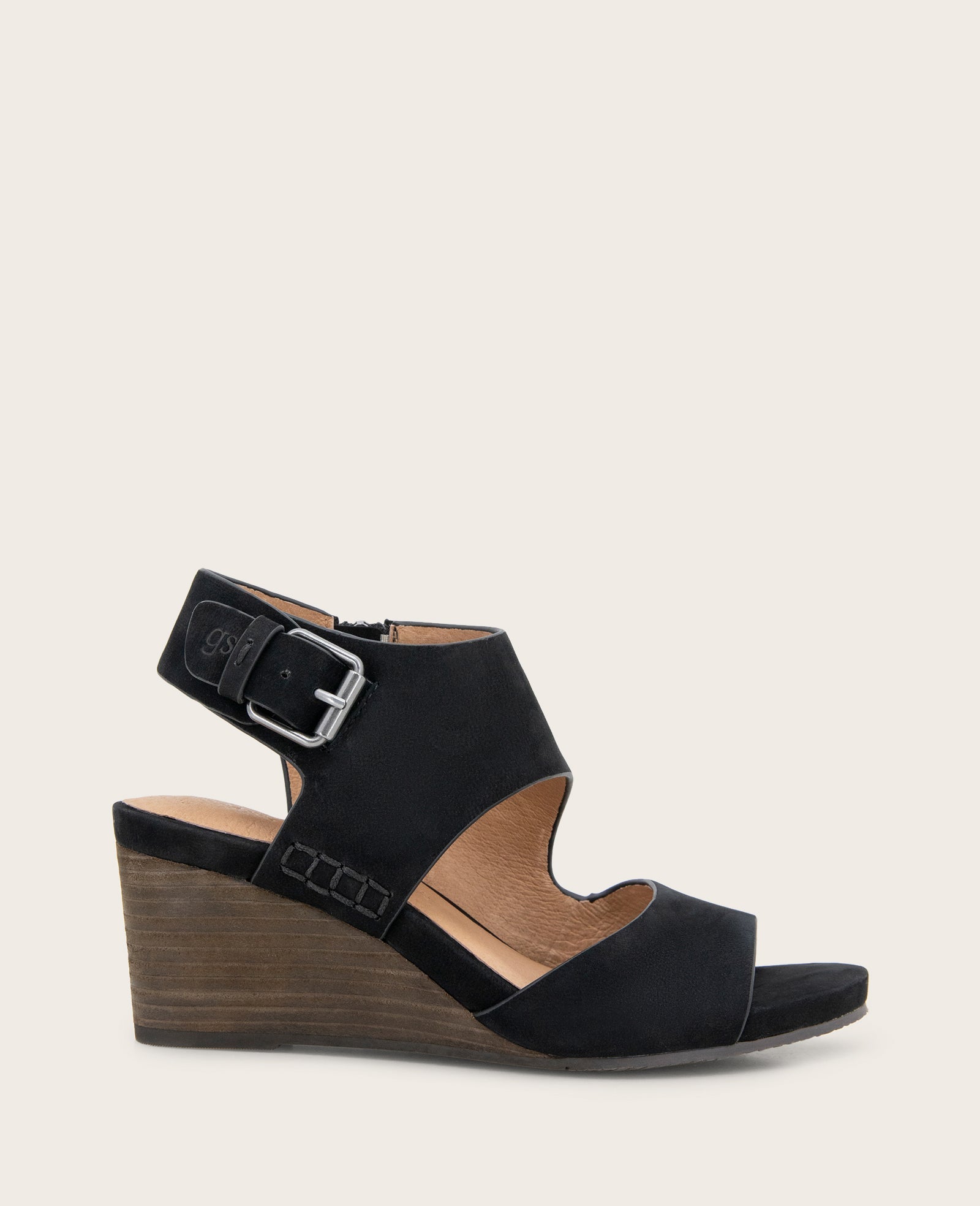 Shop Tilly Nubuck Wedge Sandal Black | Gentle Souls by KC | Kenneth Cole BLACK NUBUCK