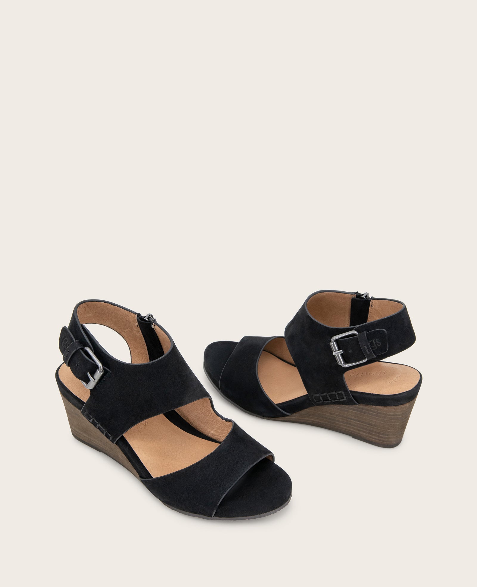 Shop Tilly Nubuck Wedge Sandal Black | Gentle Souls by KC | Kenneth Cole BLACK NUBUCK