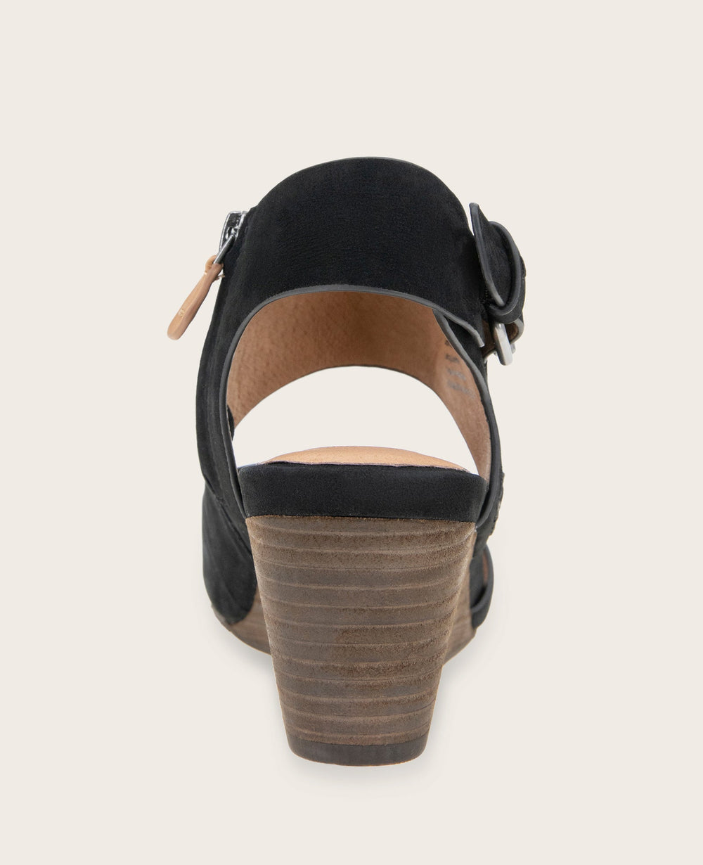 Shop Tilly Nubuck Wedge Sandal Black | Gentle Souls by KC | Kenneth Cole BLACK NUBUCK