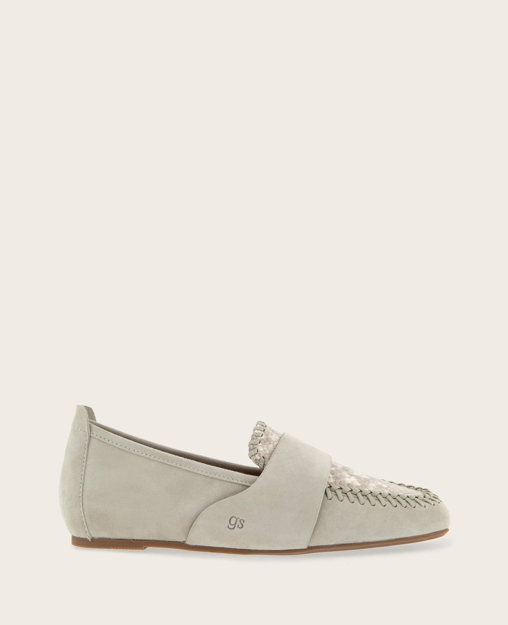 GENTLE SOULS - Sandra Suede and Snake Combo Braided Detail Loafer | Kenneth Cole TAUPE SNAKE