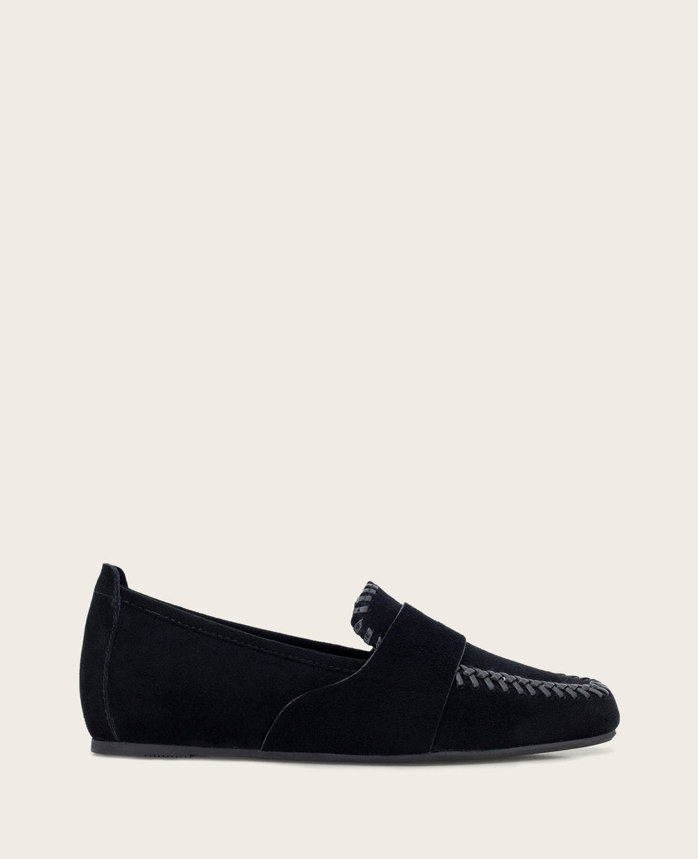 Sandra Suede Braid Detail Loafer Black | Gentle Souls by KC | Kenneth Cole BLACK SUEDE