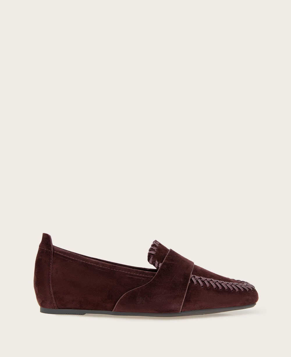 Sandra Suede Braid Detail Loafer | Gentle Souls by KC | Kenneth Cole BURGUNDY SUEDE