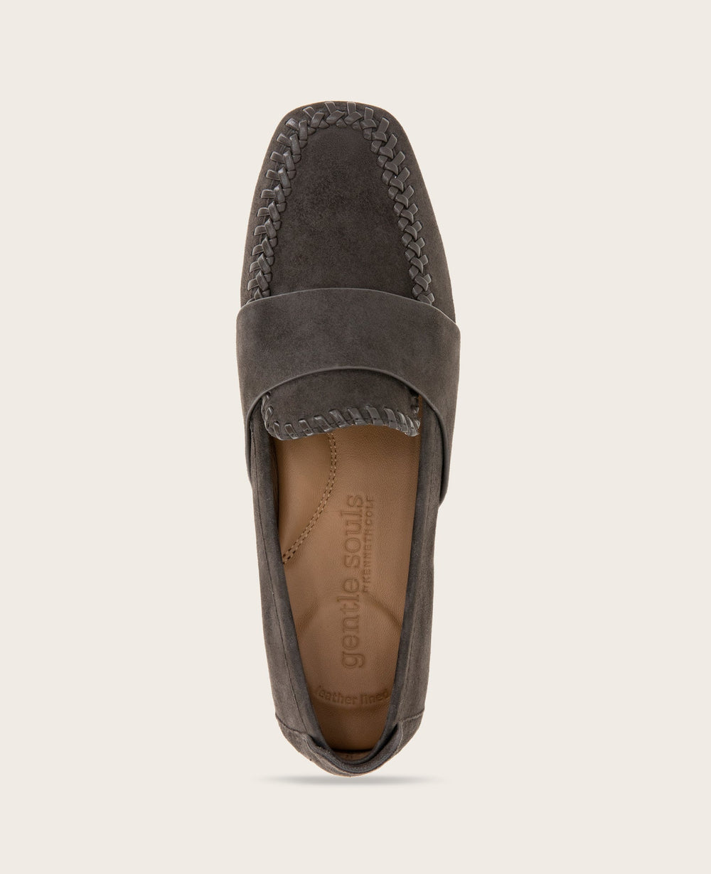 Sandra Suede Braid Detail Loafer | Gentle Souls by KC | Kenneth Cole BROWN SUEDE