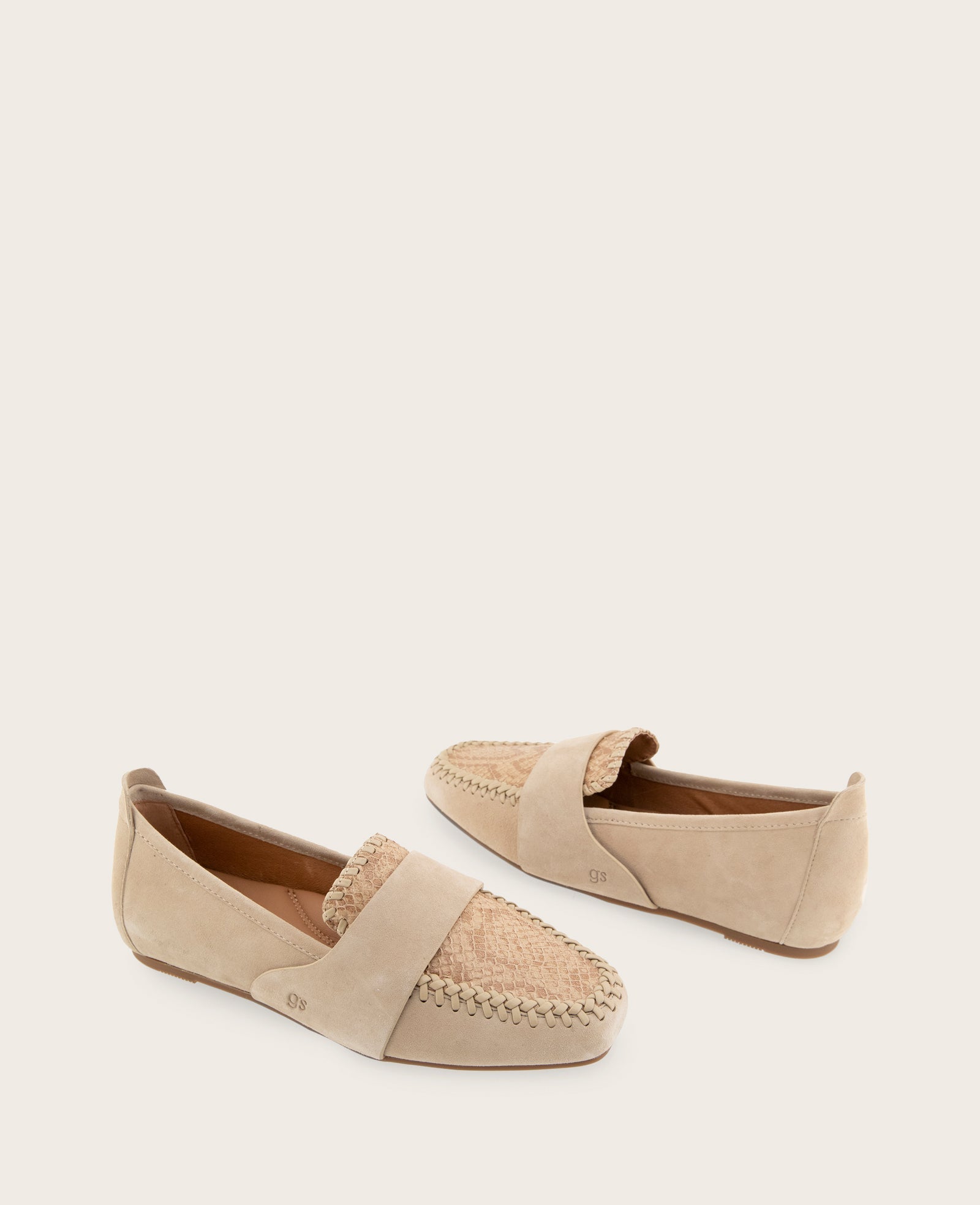 GENTLE SOULS - Sandra Suede and Snake Combo Braided Detail Loafer | Kenneth Cole SAND SNAKE