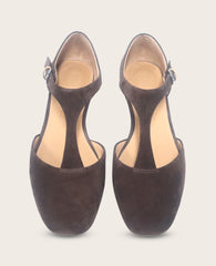 Wyatt Suede T-Strap Flat in Chocolate | Gentle Souls KC | Kenneth Cole CHOCOLATE SUEDE