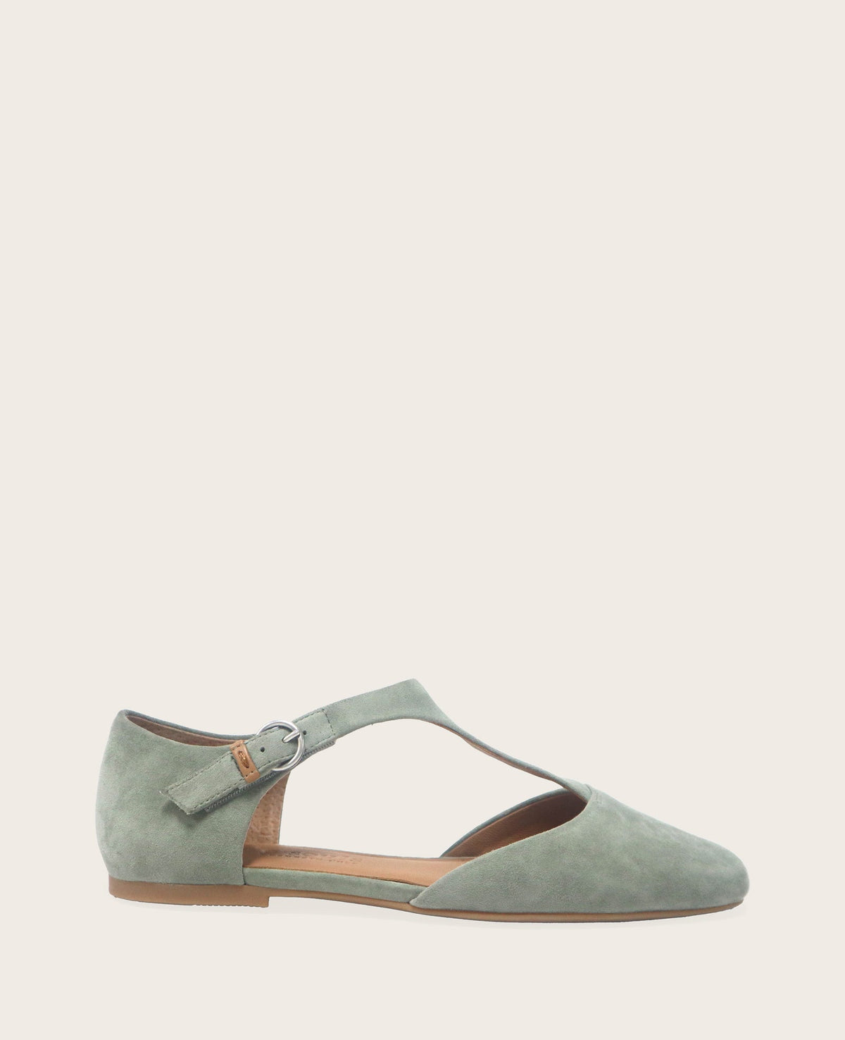 Wyatt Suede T-Strap Flat in Sage | Gentle Souls by KC | Kenneth Cole SAGE SUEDE