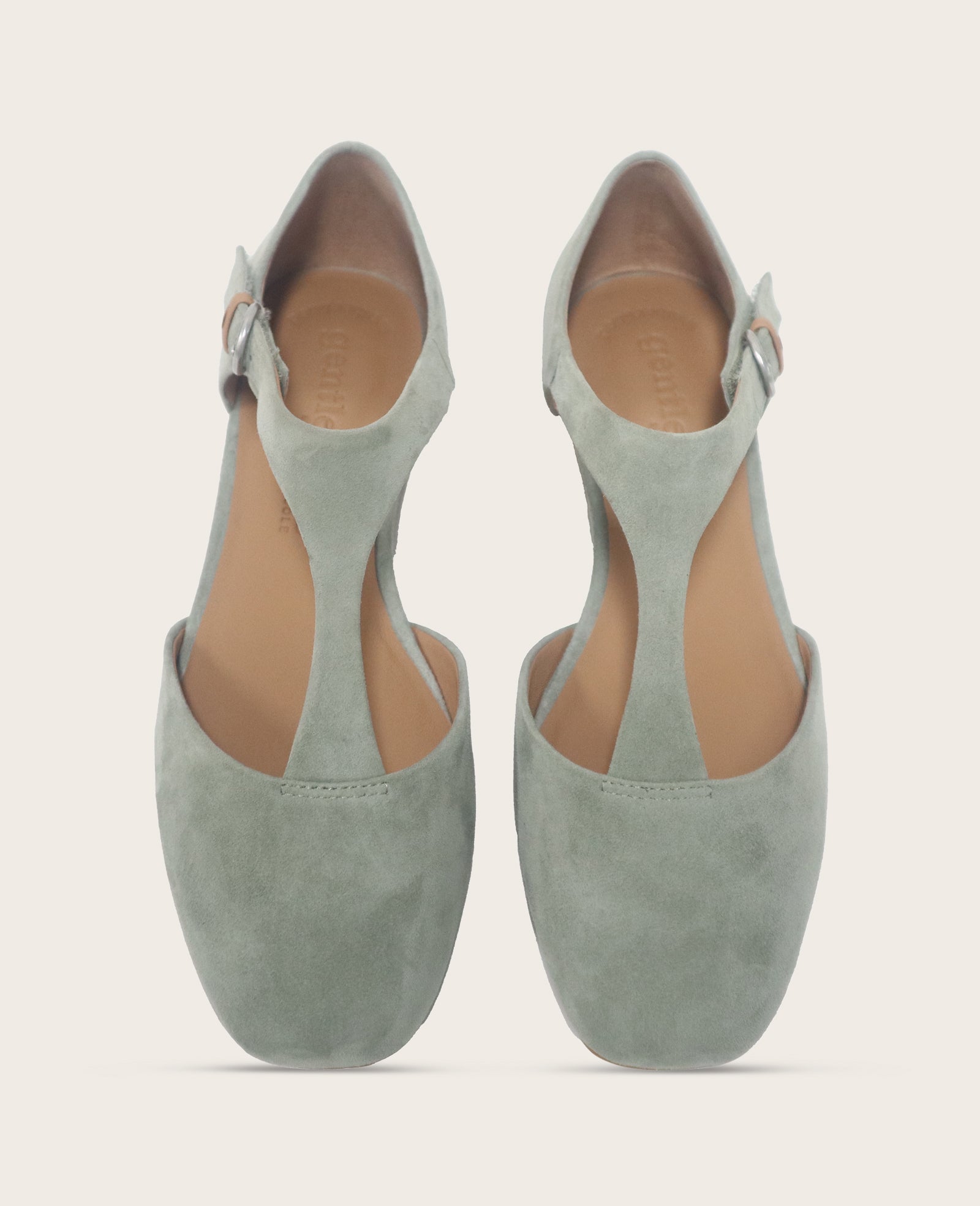 Wyatt Suede T-Strap Flat in Sage | Gentle Souls by KC | Kenneth Cole SAGE SUEDE