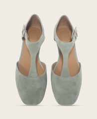 Wyatt Suede T-Strap Flat in Sage | Gentle Souls by KC | Kenneth Cole SAGE SUEDE