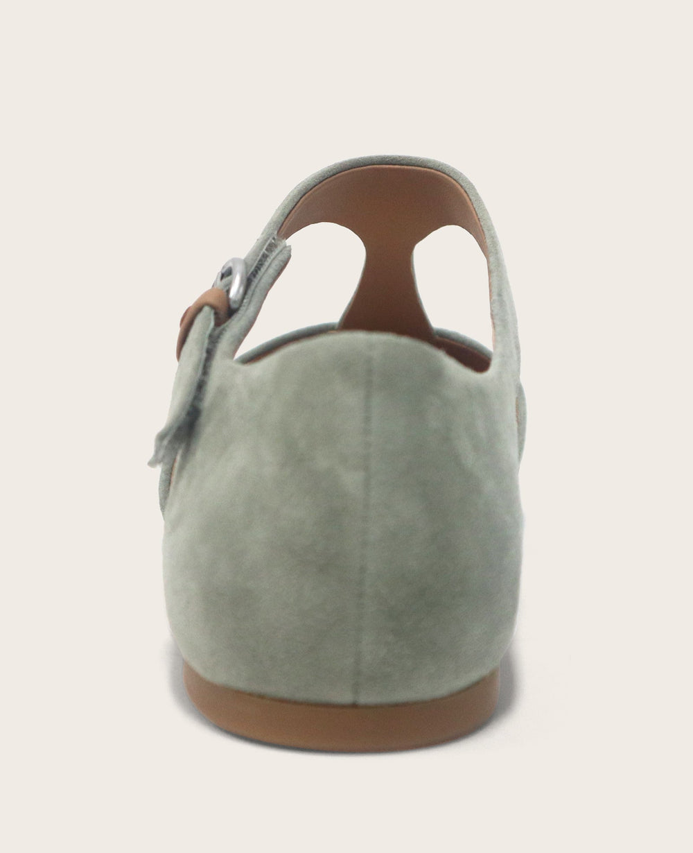 Wyatt Suede T-Strap Flat in Sage | Gentle Souls by KC | Kenneth Cole SAGE SUEDE